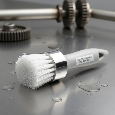Brosse à filament synthétique avec virole en aluminium, poils blancs, taille moyenne, idéale pour les applications de nettoyage industriel et les tâches de précision